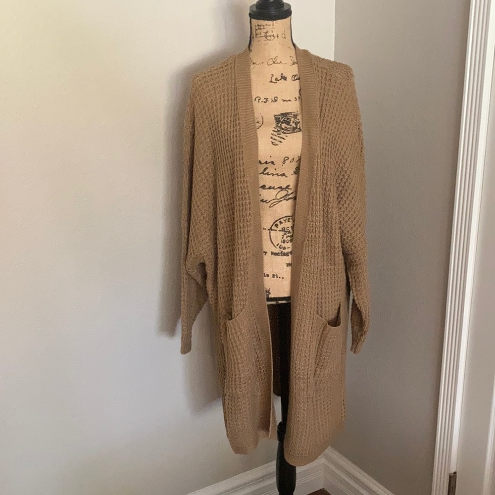 Oversized long tan sweater